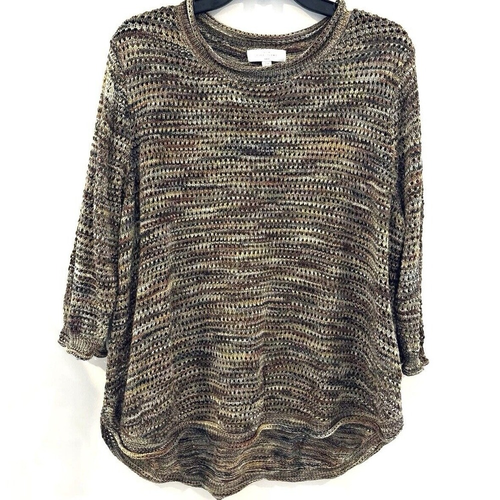 New Directions Curvy eyelet knit sweater Scalloped Bottom Sz 2X
